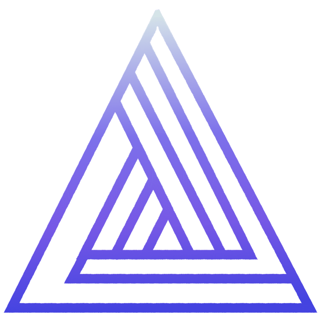 Power Wielders Triad logo in purple silver gradient. No background